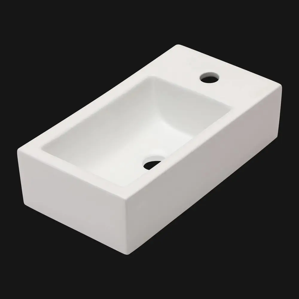 Ceramic Bathroom Vessel Sink 18"x10" Wall Mount Corner Vanity Basin Bowl White 4