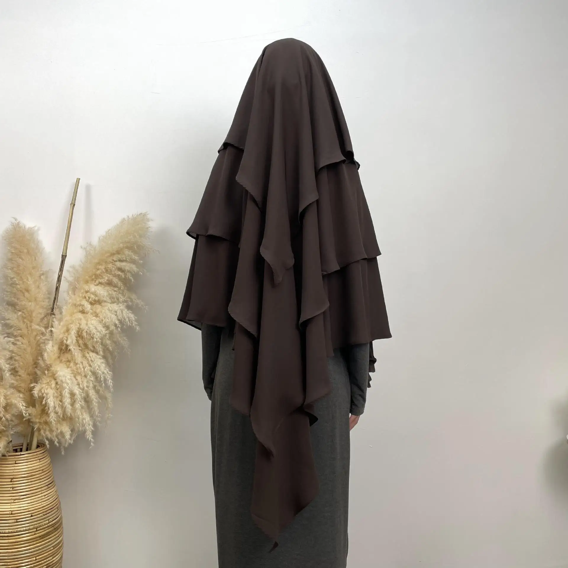 Ramadan Eid Muslim Prayer Garment Long Khimar Hijab Scarf Wrap Sleeveless Tops Abaya Jilbab Dubai Islam Niqab Hijabs for Woman