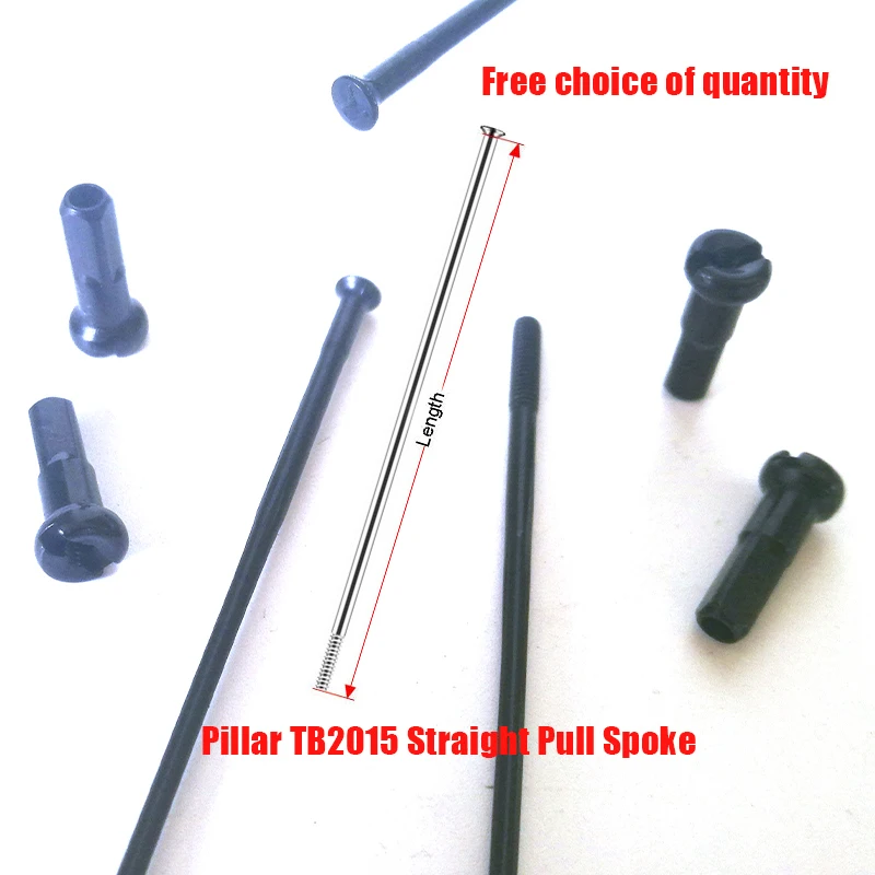 1 pcs/Lot Pillar TB2015 Light Bike Spoke Straight Pull Triple Butted 255-306mm PB14 Thread Round Head Brass Bike Spoke Nipple