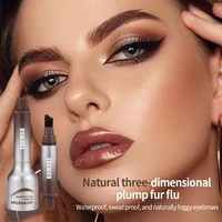 3d Dye Eyebrow Pencil Hairline Anti-smudge Waterproof Long Lasting Black Brown Large Brush Natural Wild Eyebrow Enhancers Cream 2