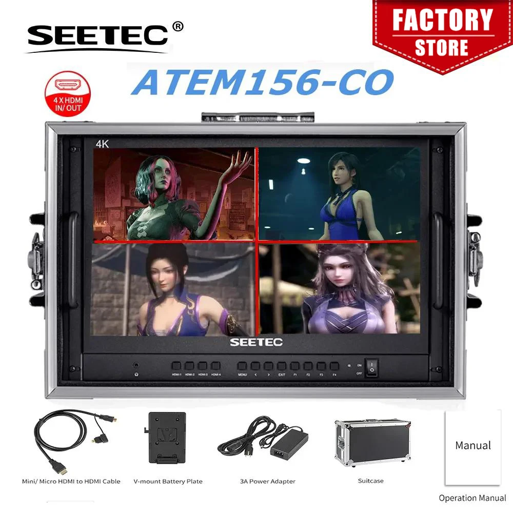 Seetec Atem156-Co 15.6 4K Hdmi Multiview Carry-On Live Streaming Monitor Direttore Per Monitor Lcd Atem Mini Mixer Pro