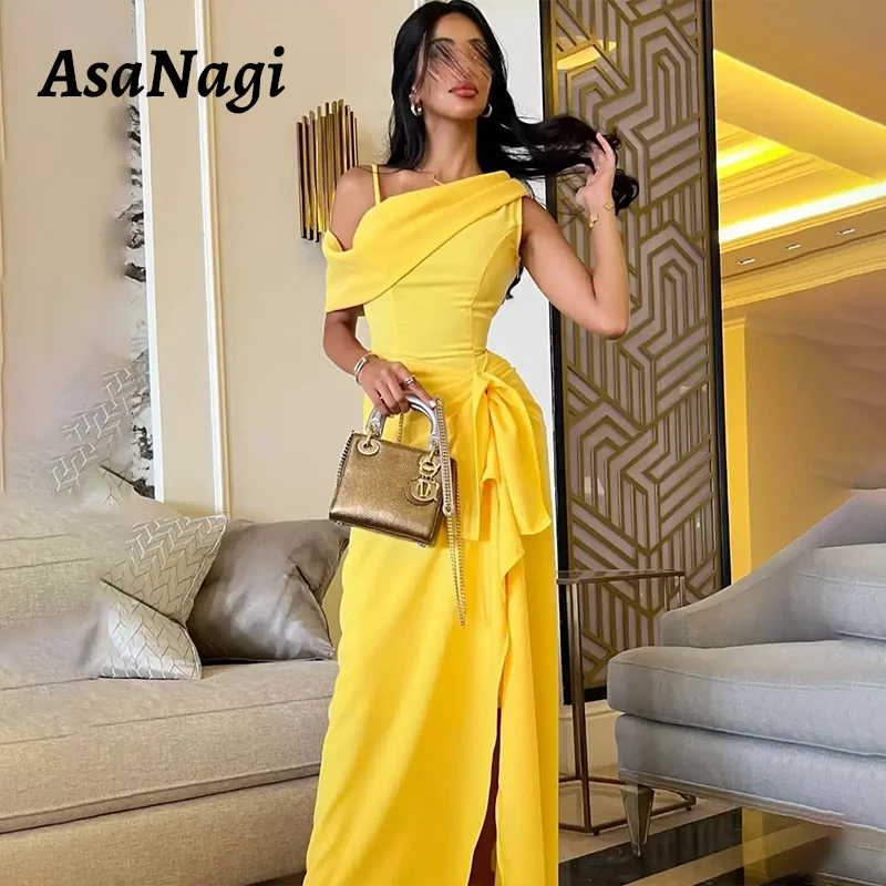 

AsaNagi Yellow Mermaid Prom Dress Women's Dinner Party Evening Gowns Saudi Arabia 2024 New Style Special Occasion Dresses