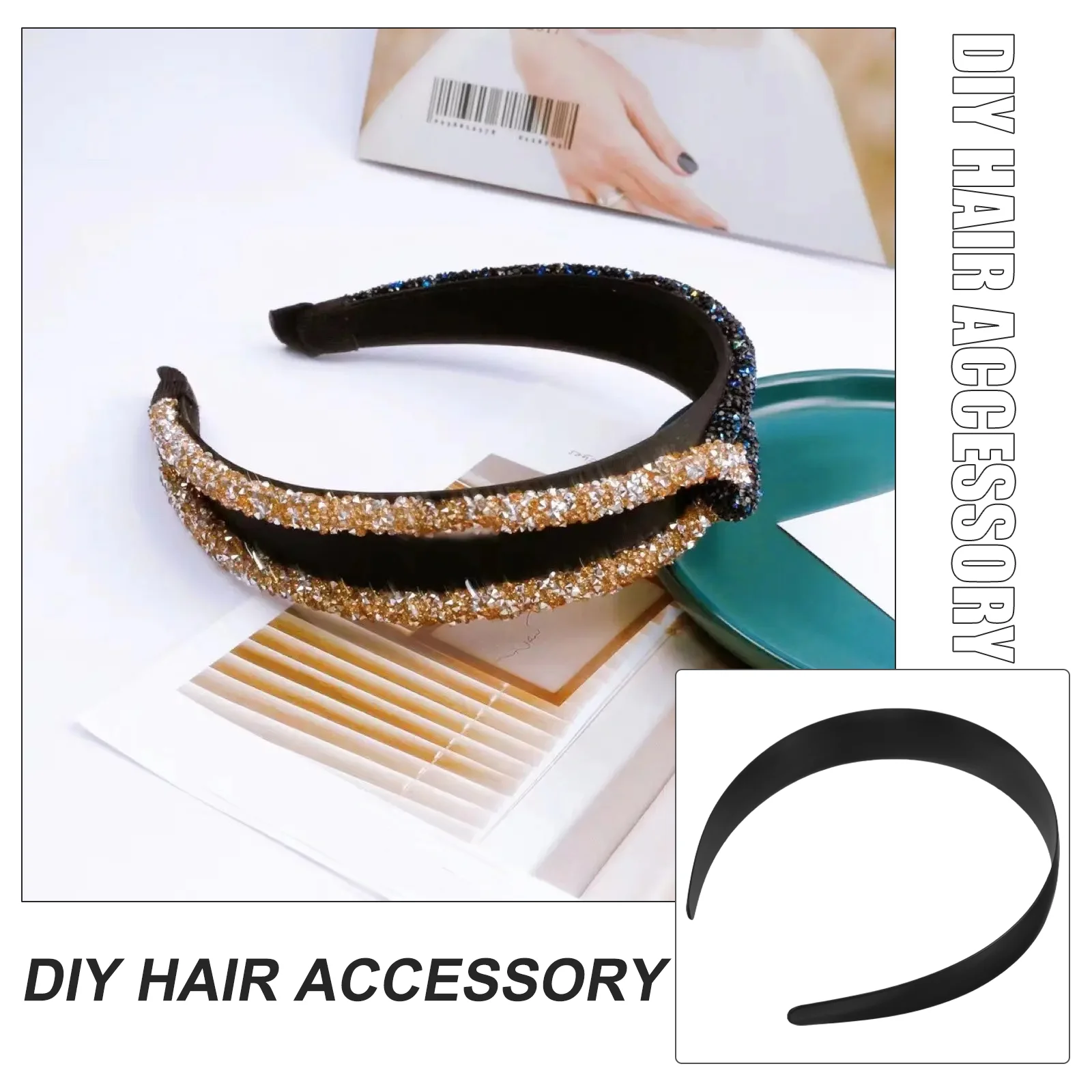 12 Pcs Base Headband Hair Accessories for Girls Blank Hoop Plastic Headbands Material Unique Women DIY Hairpiece Plain 6