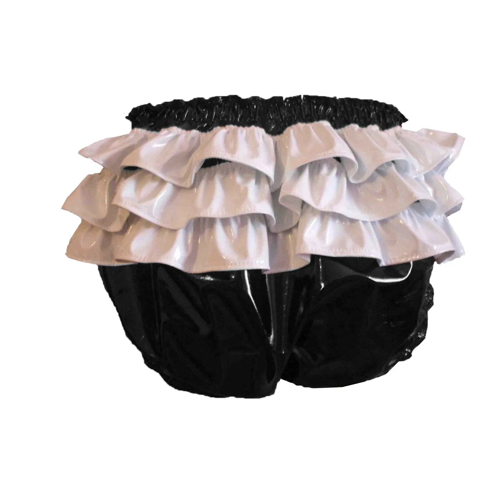 Exotic Lingerie Sissy Glossy PVC Leather Panties Ruffled High Waist High Cut Knickers Wet Look Cosplay Bloomers Fetish Underwear