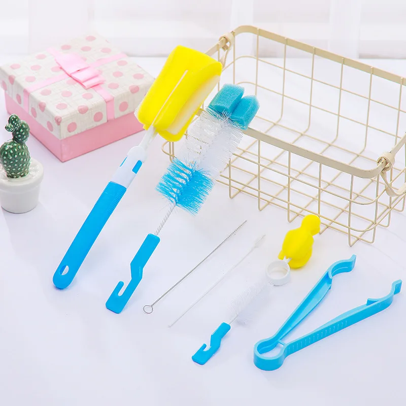Baby Bottle Brush Set Infant Nipple 360-degree Rotating Clean Sponge Spout Cup Pacifier Straw Brush Kit Bottle Clean Tool Set bottle brush bottle cleaning brush straw cleaning brush cleaning brush cleaning brush set