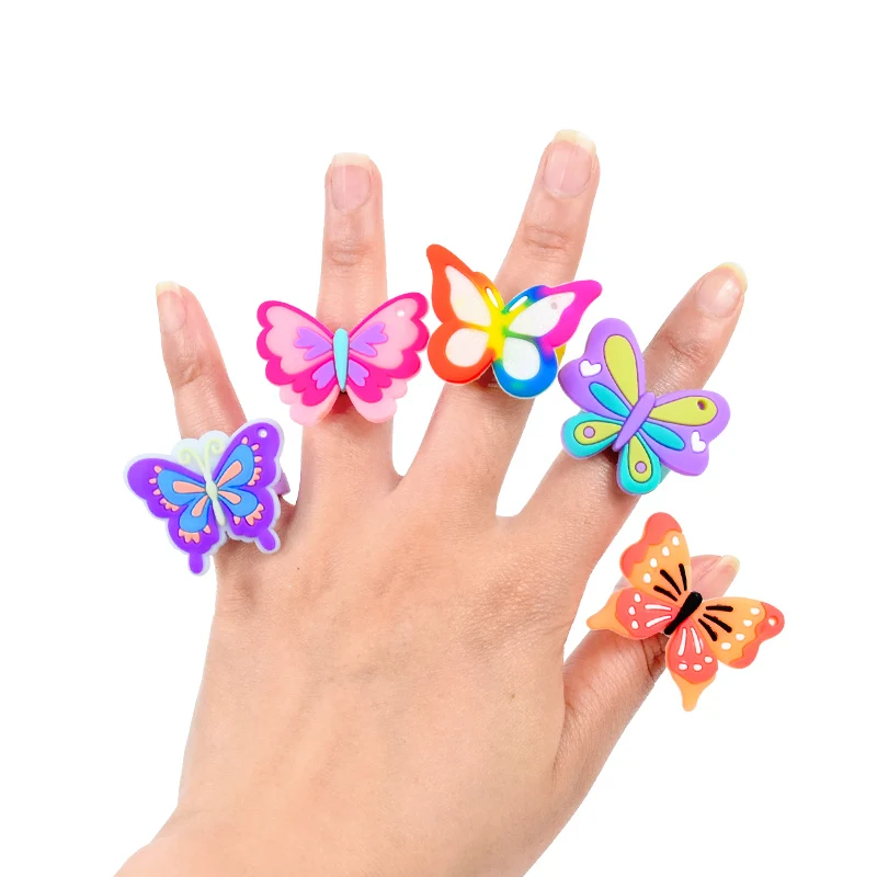 6/12 stücke Bunte Schmetterling Weiche Ringe kinder Geburtstag Party Favors Überraschung Geschenke Baby Dusche Gäste Souvenir Party Decor – Detail 7