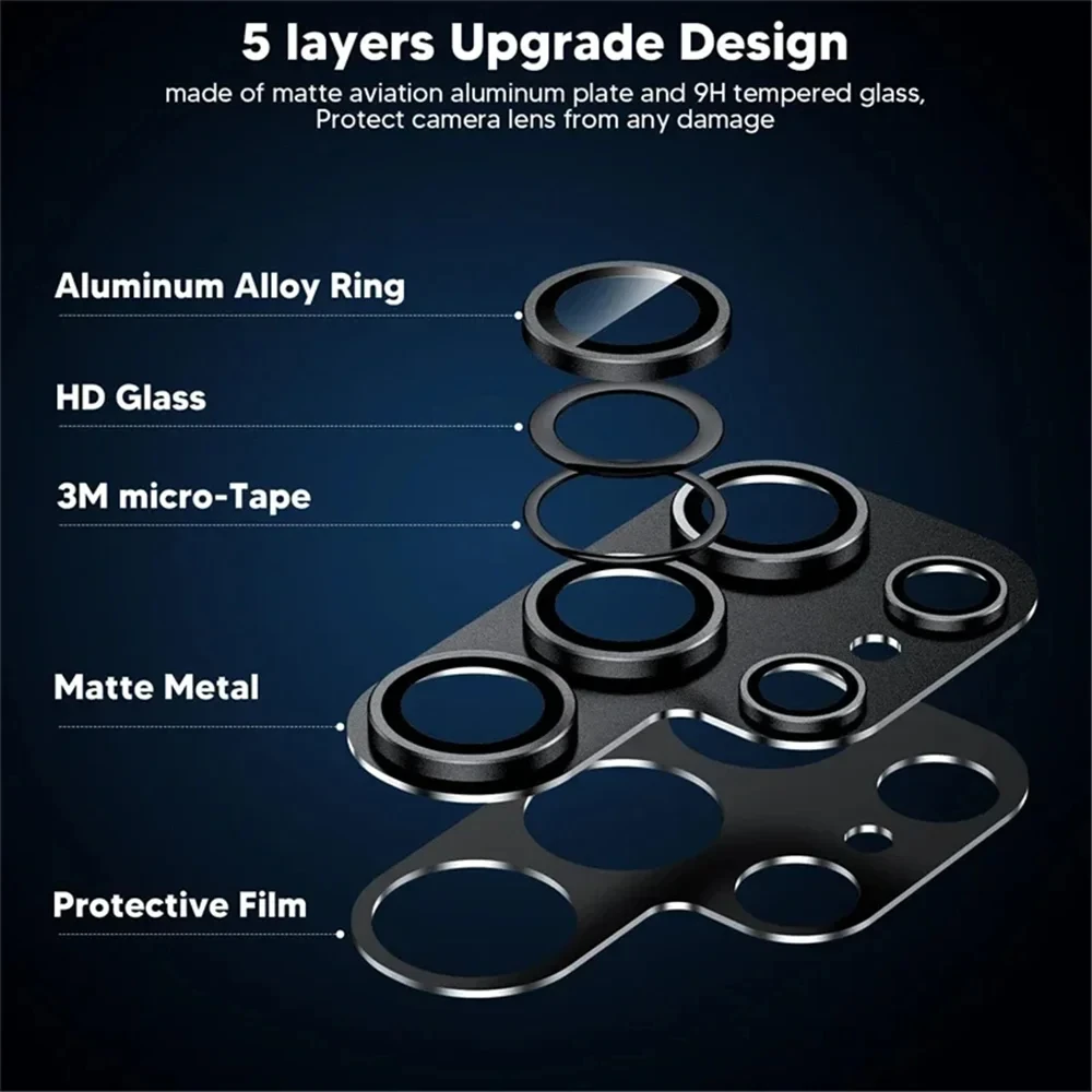 8K HD Metal Camera Lens Protection Glass Cover - Tempered Glass Phone Accessory