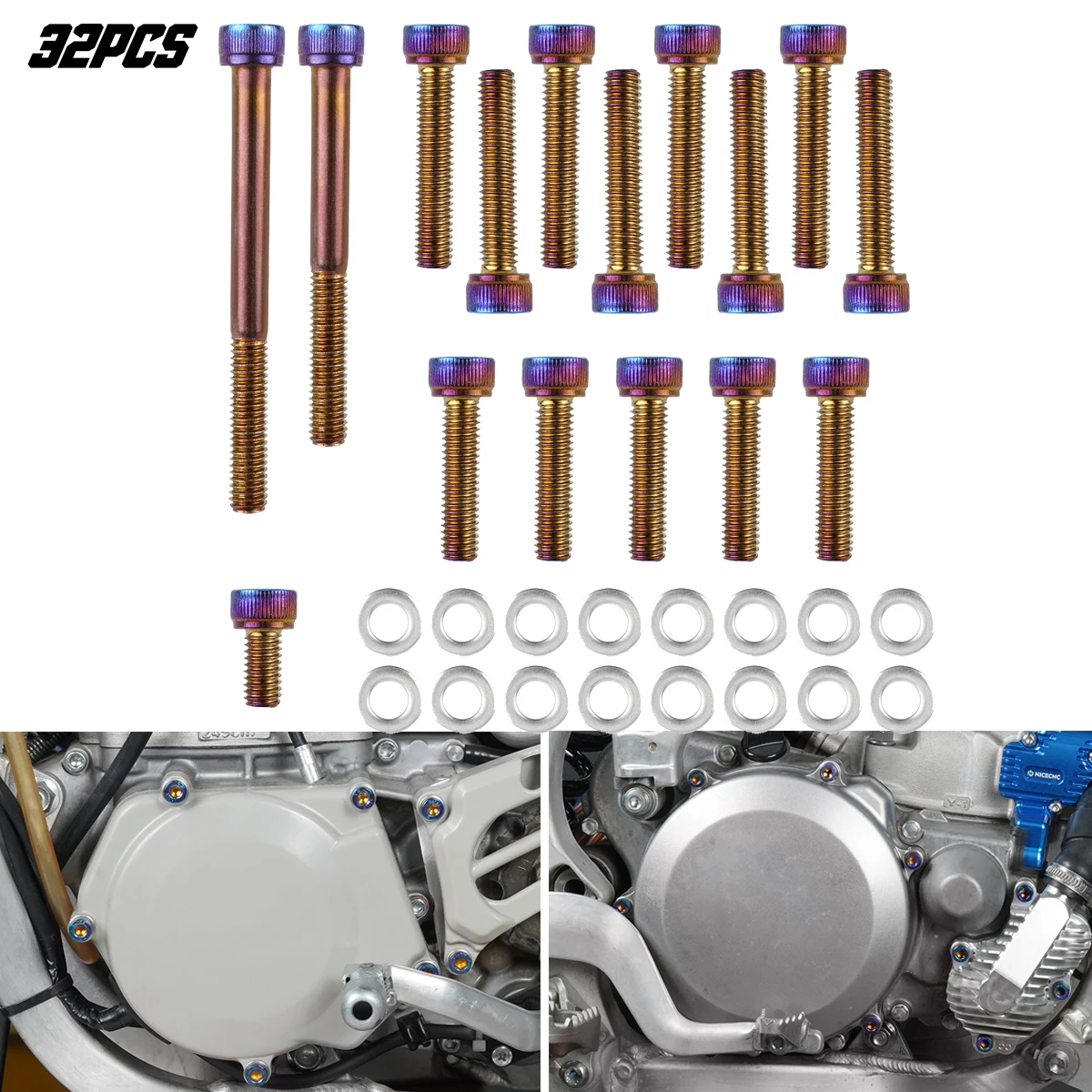 

NiceCNC M6 Engine Clutch Side Crankcase Bolts Screws For Yamaha YZ 250 YZ250 1999-2023 YZ250X 2016-2023 2022 Water Pump Nuts