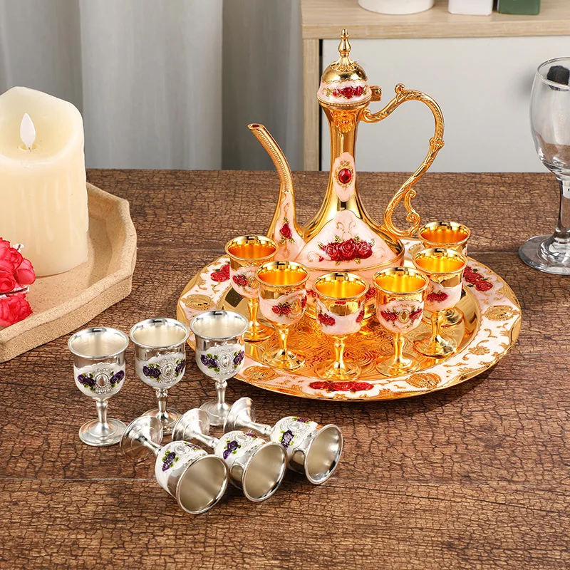 European-style Metal Barware Small Rose Pattern Creative Liquor Set
