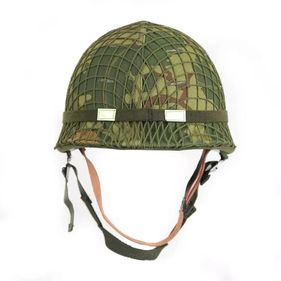 WWII Vietnam War Era US M1 Combat  STEEL HELMET WITH Mitchell CAMOUFLAGE NET ,FULL SET