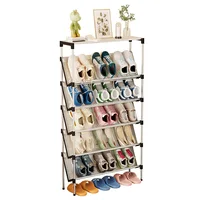 New simple multi-layer inclined dustproof shoe rack. Space saving home door step shoe cabinet, easy to assemble 5