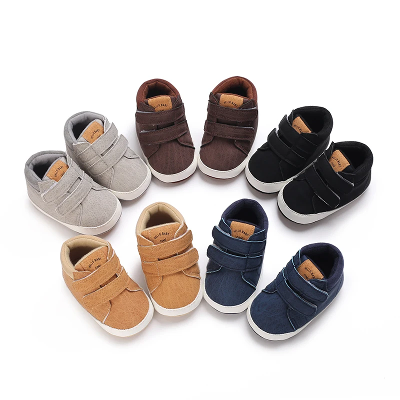 

New Mid top shoes Retro Leather Boy Girl Shoes Multicolor Toddler Rubber Sole Anti-slip First Walkers Infant Newborn Moccasins