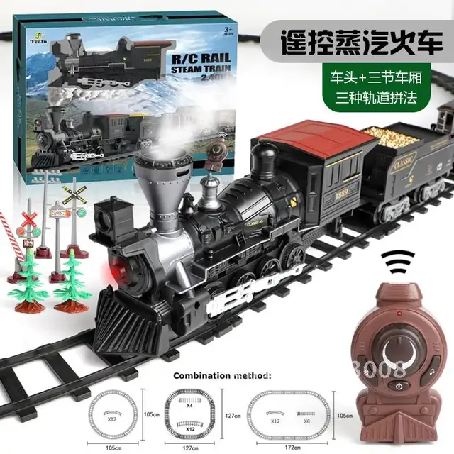 2.4G Remote Control Retro Rail Train Set Children's Christmas Nostalgic Model Gift Toy Christmas Electric Children's 5