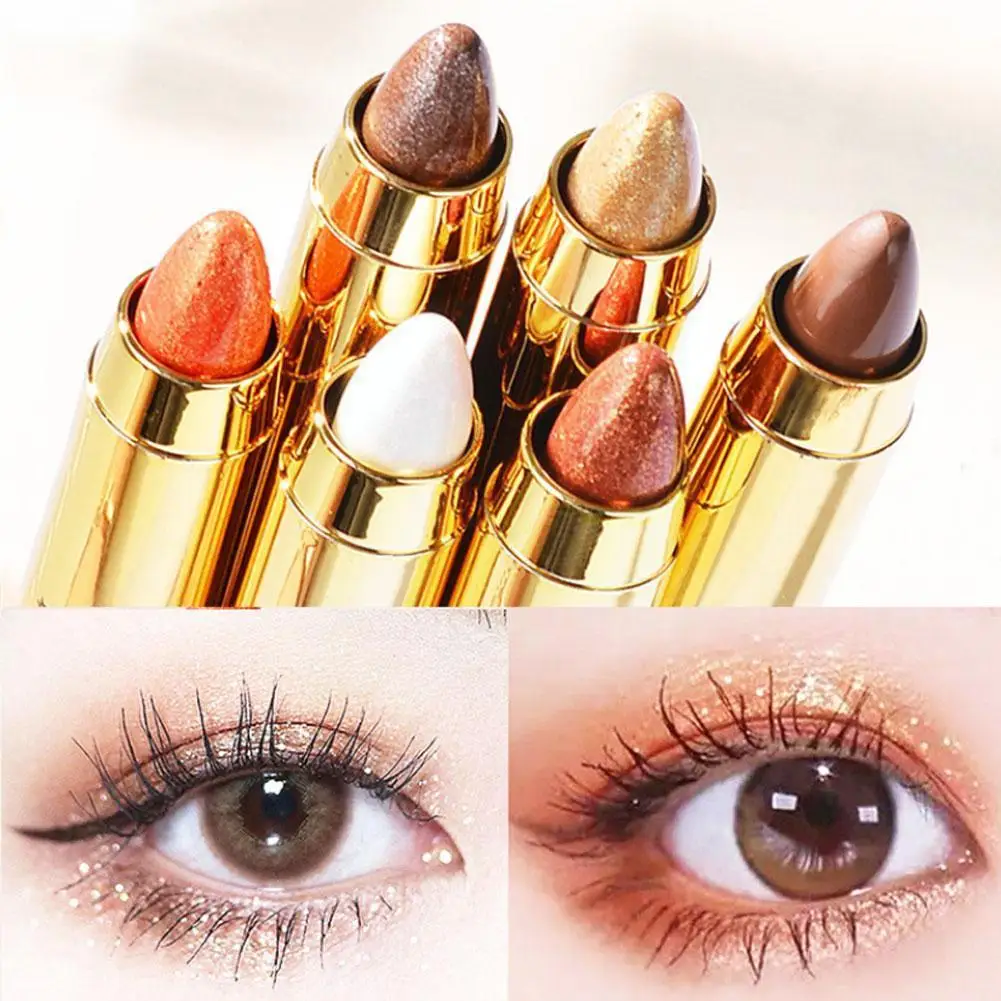 

Color Double-Headed Highlighter Eyeshadow Pen Pearlescent Makeup Brightening Shadow Stick Flashing Face Contour Eye Fine K6W1