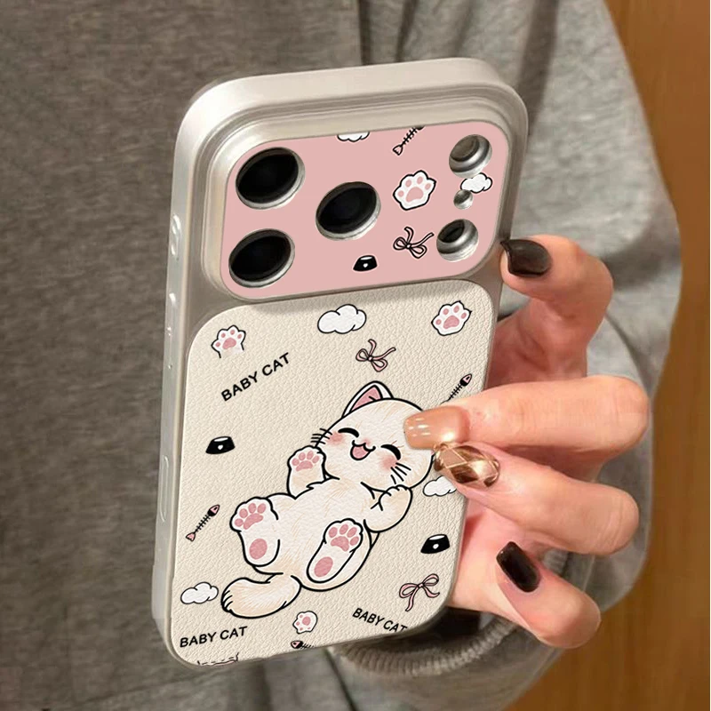 Adorable Pink Paw Polka Dots Cat Phone Case Cover