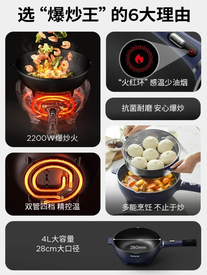 Multifunctional Electric Wok - Electric Cooker with Steam Frying & Chafing Dish Function. Mini Pot for Home 6