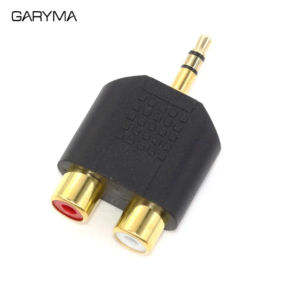 ชุบทอง 3.5 มม.สเตอริโอชายคู่อะแดปเตอร์ RCA หญิง Y Splitter อะแดปเตอร์เสียง RCA Connector 1