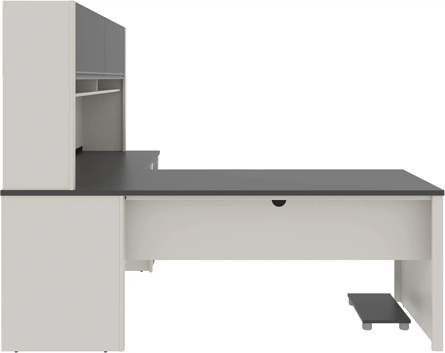 Connexion L Shaped Desk with Hutch and Pedestal in Slate and Sandstone, 72W | Large Corner Table for Home Office 4
