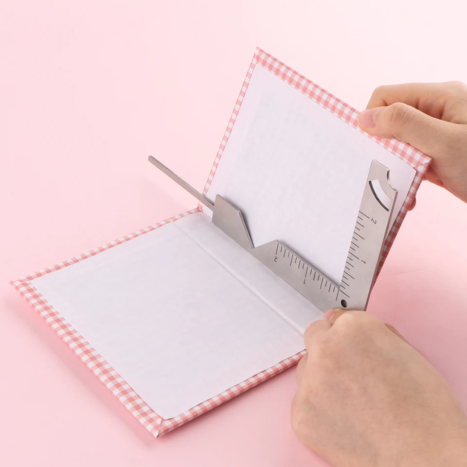 Guida per copertina di libro 5 in 1 Strumento per copertina di rilegatura  in metallo in acciaio inossidabile per la marcatura di scriba Album  Notebook Scrapbooking Gauge Righello - AliExpress, image size:960x960