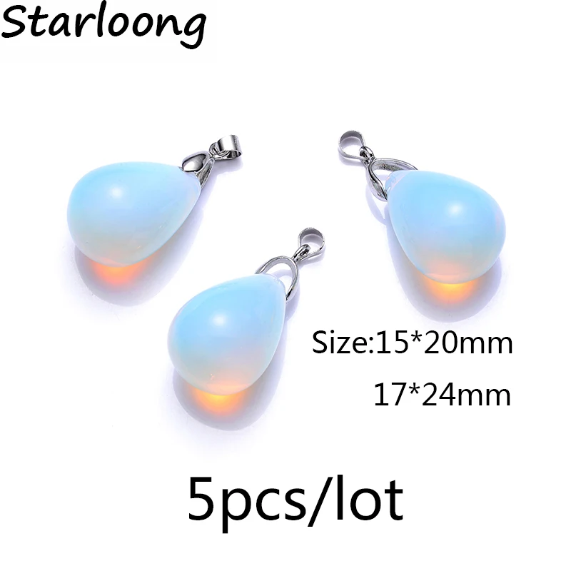 5 Pz/Lotto New Fashion 3D Pendente Di Goccia Dell'Acqua White Opal Vetro Lampwork Di Fascino Del Pendente Per La Collana Diy Monili Che Fanno