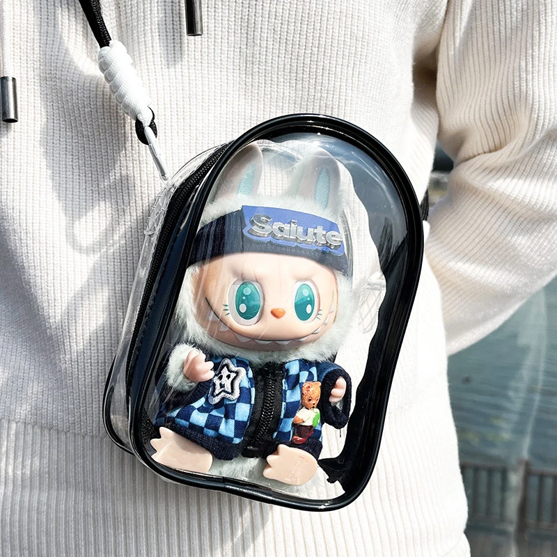 6 Pack Clear PVC Figure Display Bags With Lanyard - Dustproof Protective Case For Dolls, Keychains, Collectibles