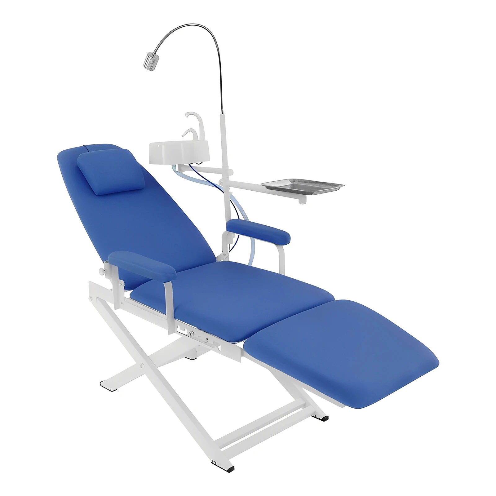 Portable Dental Chair Mobile Simple Folding Chair + LED Light +Tray Water Proof Adjustable Height & Angle