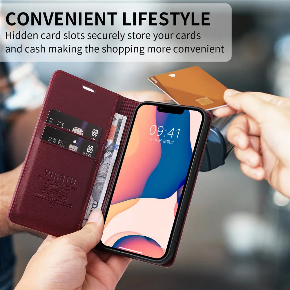 Magnetic Leather Flip Book  Case in Sleek Design