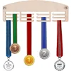12 Hooks Wood Medal Holder 11.8Inch/30cm Medal Hanger Display Rack Hanger 3 Lines Wall Mount Sport Award Rack Easy to Install 1