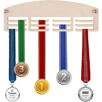 12 Hooks Wood Medal Holder 11.8Inch/30cm Medal Hanger Display Rack Hanger 3 Lines Wall Mount Sport Award Rack Easy to Install 1