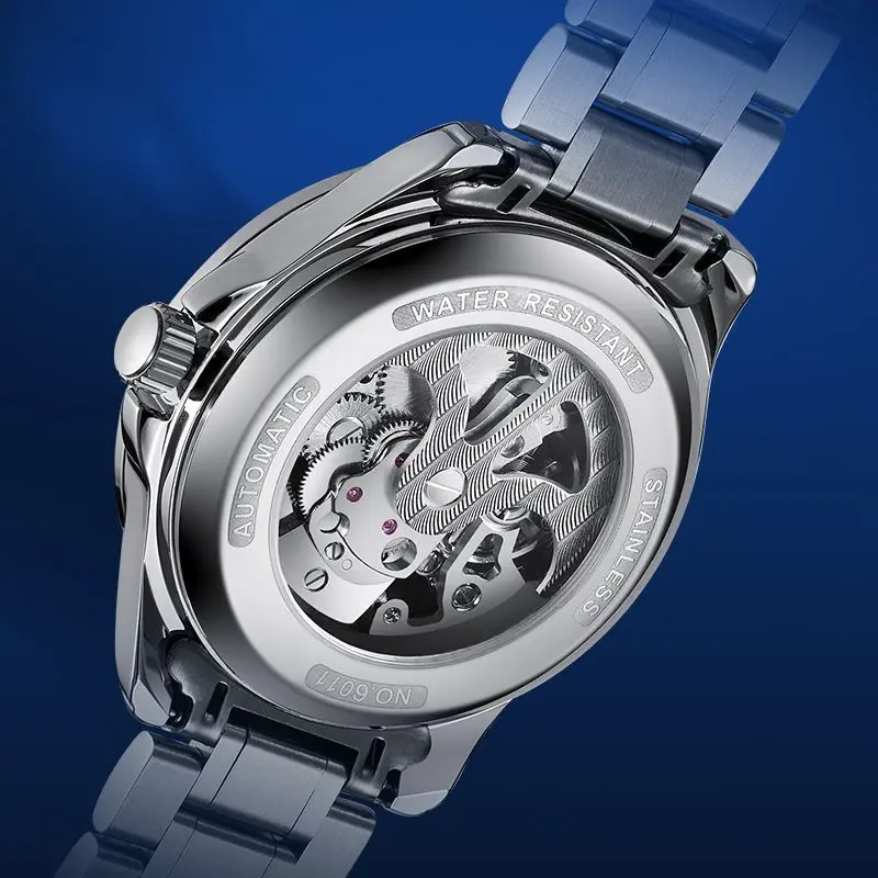 FAIRWHALE 6011 Automatic Movement Men Watch Tourbillon Hollow Dial Stainless Steel Waterproof Mechanical Watch Man