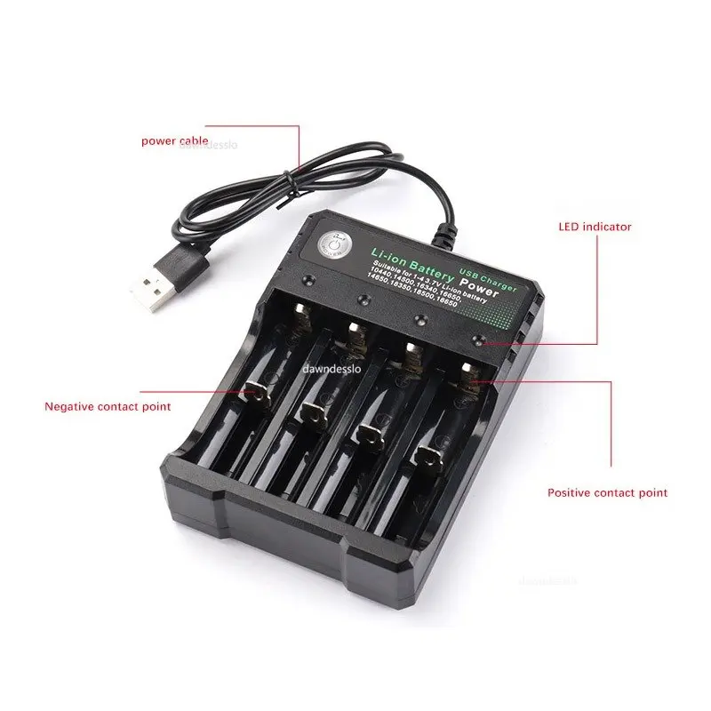Charger adapter battery charger battery charger adapter 4 slots 18650 charger independent charging 3.7V Li-ion battery smart charger for 10440 14500 16340 16650 14650 18350 18500 18650