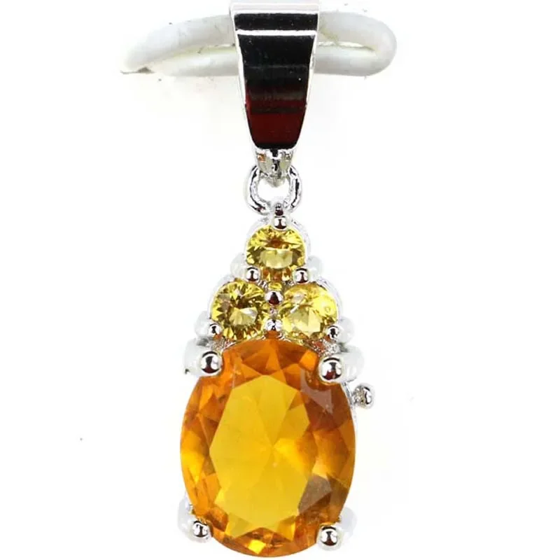 

925 SOLID STERLING SILVER PENDANT Lovely Cute Real Red Ruby Golden Citrine Tsavorite Garnet Green Peridot Woman's Engagement