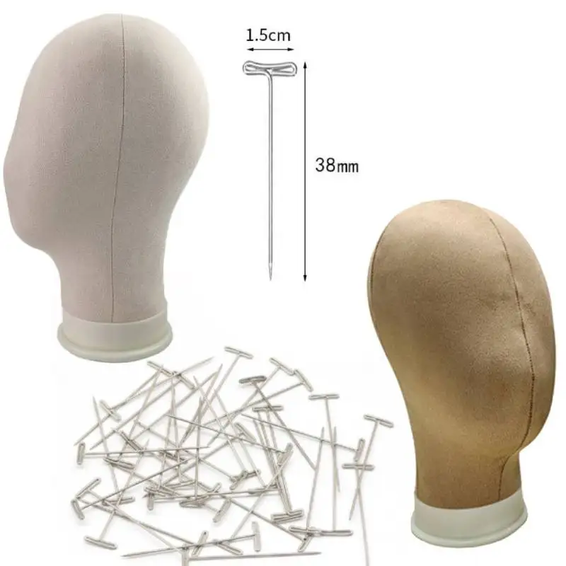 

Canvas Block Wig Head 21-24inch Mannequin Head for Hairstyling Displaying Making 50pcs T-pins 38mm With Head Wig Supports Holder