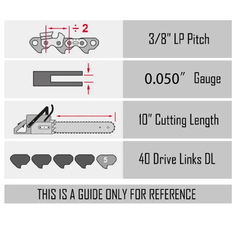 Chainsaw Chain 1/2/3/4pcs 10 Inch 40DL 20Cutter 3/8"LP .050"Gauge Pole Saw Semi chisel Hardening Alloy Woodwork Chromeplate chainsaw chain
