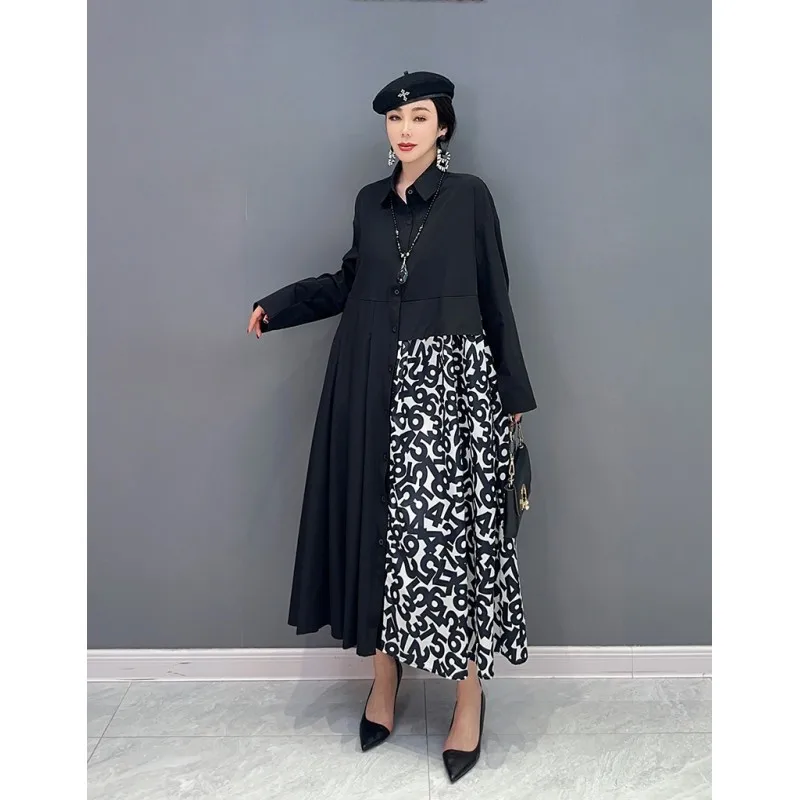 

2023 NEW Spring Korean Fashion Trend Splicing POLO Collar Dress
