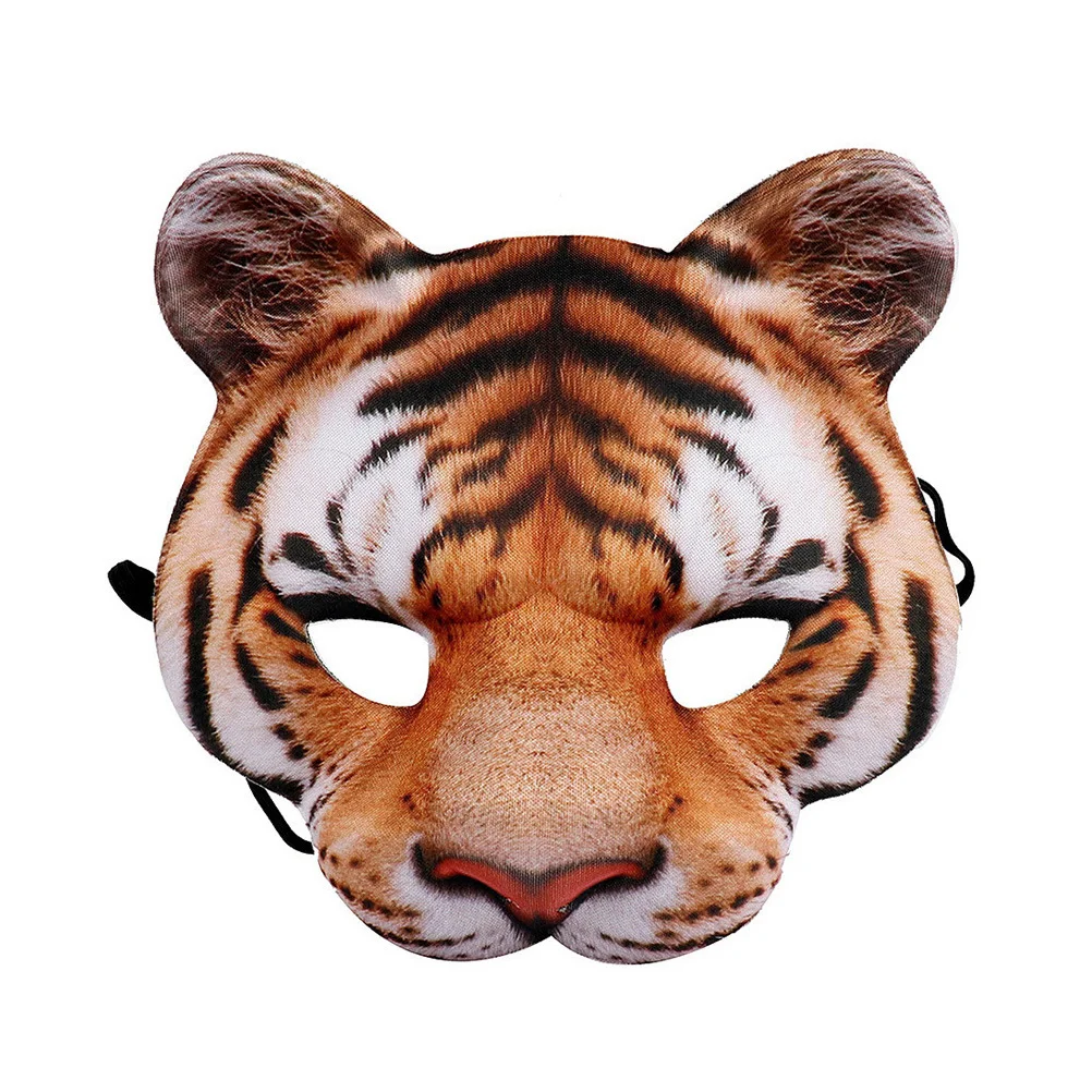 

EVA Simulation Tiger Headgear Stereoscopic Animal Mask Full Face Mask Funny Halloween Performance Prop for Party Masquerade