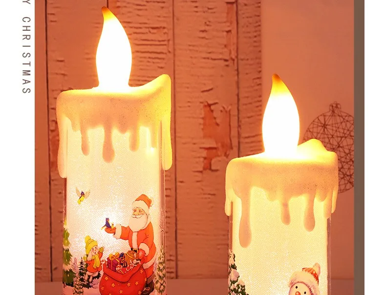 New Christmas Decorative Candle Light LED Simulation Flame Candle Santa Claus Snowman Decorative Night Light