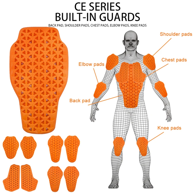 유니버설 오토바이 보호 장비 CE 인증 재킷 삽입형 등 보호대 모토크로스 어깨 팔꿈치 무릎 보호대 라이딩 안전