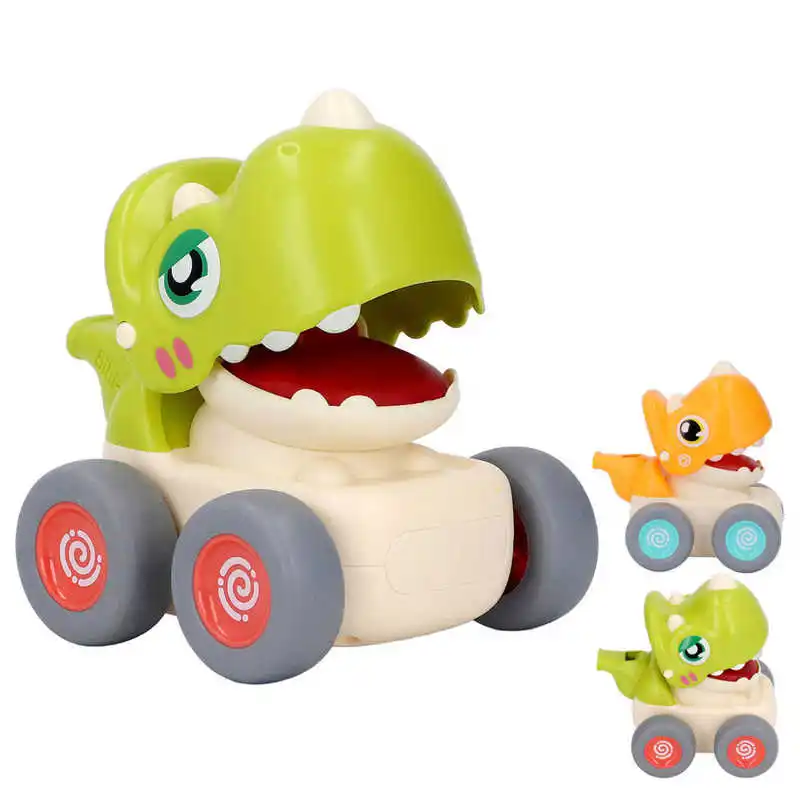 Pull Back Car Toy Cartoon Dinosaur Press Moving Vehicle Toy With Whistle Improve Hand Eye Coordination Toy Gift For Baby