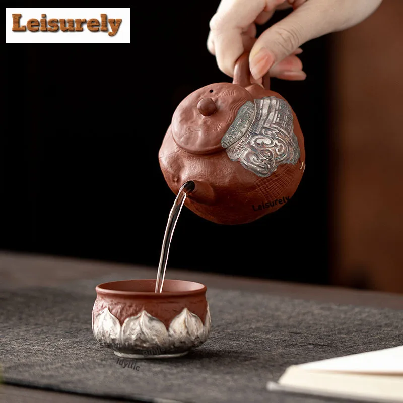 160ml Drawing Silver Dragon Pattern Teapot Handmade Tea Infuser Pot Tea Making Kettle With Ball Hole For Tea Accessories Gift