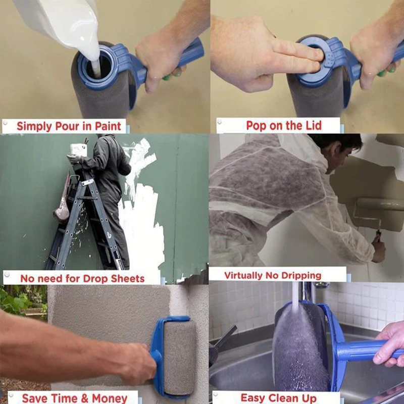 Multifunctional Paint Roller Corner Brush Handle Tools Wall Painting Roll DIY Household Easy to Operate Painting Brushes 7pc/Set