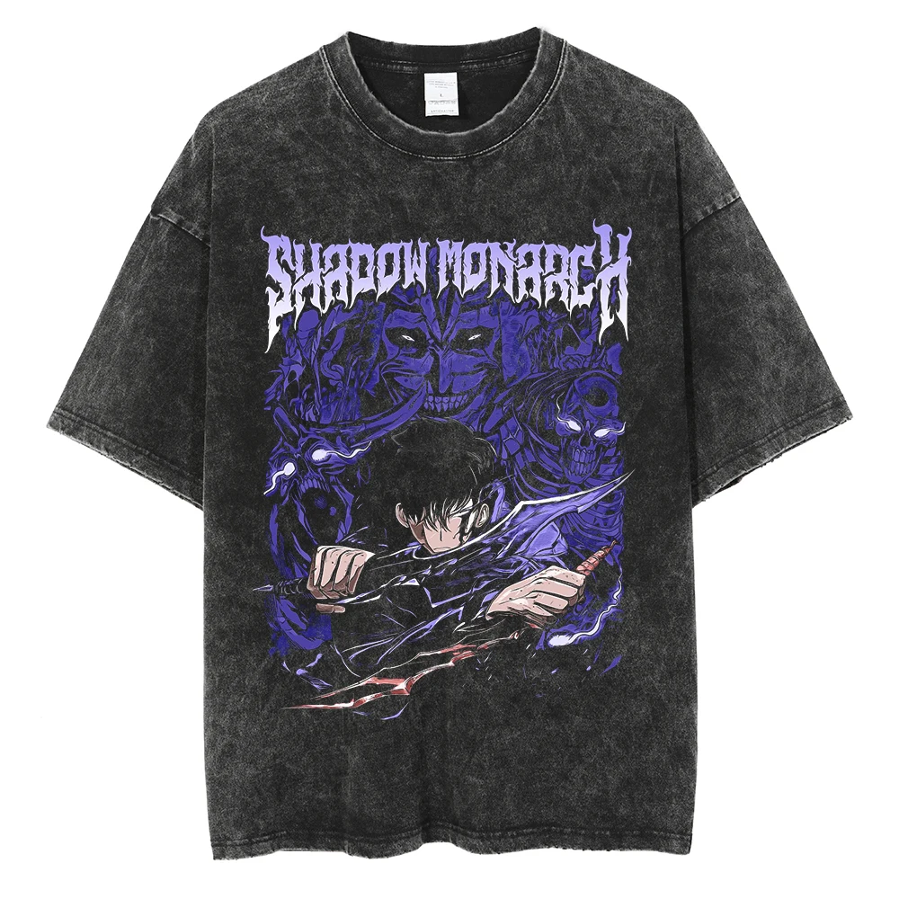 Solo Leveling T-Shirt Unisex Short Sleeve Crew Neck Cotton Tee Cosplay Sung Jinwoo Plus New Anime Merch