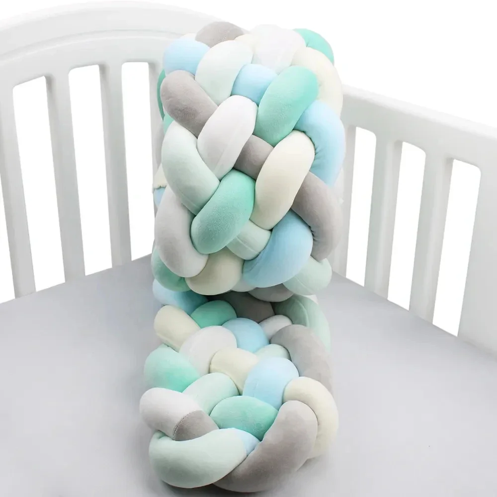 300/400CM Baby Crib Bumper Infant Children's Bed Barriers Newborns Around Cushion Braid Crib Cot Decoration Protector