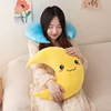 Kawaii Waterdrop Moon Plush Pillow Stuffed Smiling Shy Face Decor Plushie Neck Support for Cot Sofa Chair 5