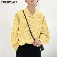 

Stylish Men's Handsome Well Fitting Blouse Loose Comfortable Fashion Casual Male Long-sleeved Printing ShirtsS-5XL INCERUN 2022