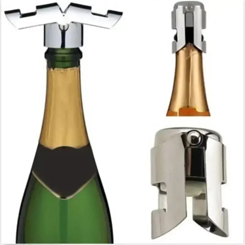 Stainless Steel Sealed Fresh-keeping Red Wine Stopper Metal Champagne Stopper Creative Bar Vacuum Sealed Wine Bottle Protector
