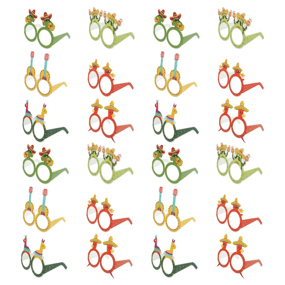 

24 шт., мексиканские декоративные бумажные забавные новые очки