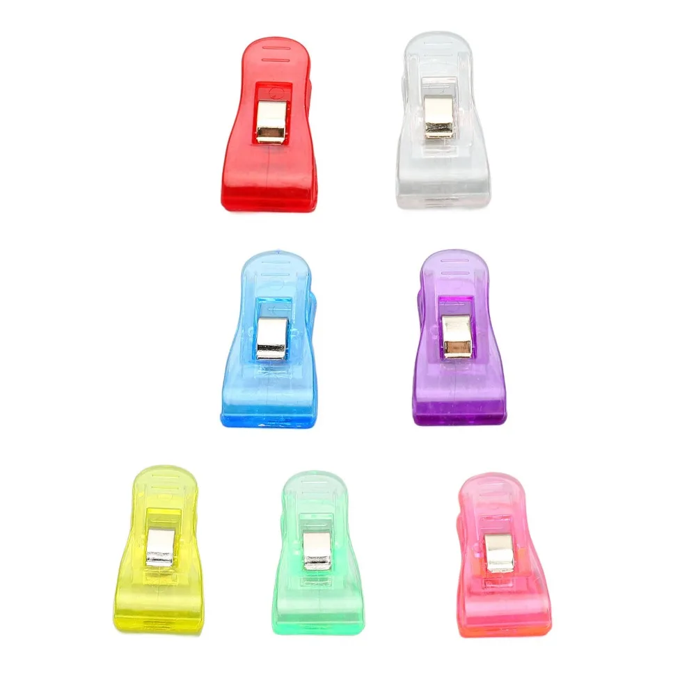 100 Pcs 플라스틱 플라스틱 클립 3.6*1.8cm 다목적 다채로운 투명 플라스틱 클립 투명 다채로운 소형 크기