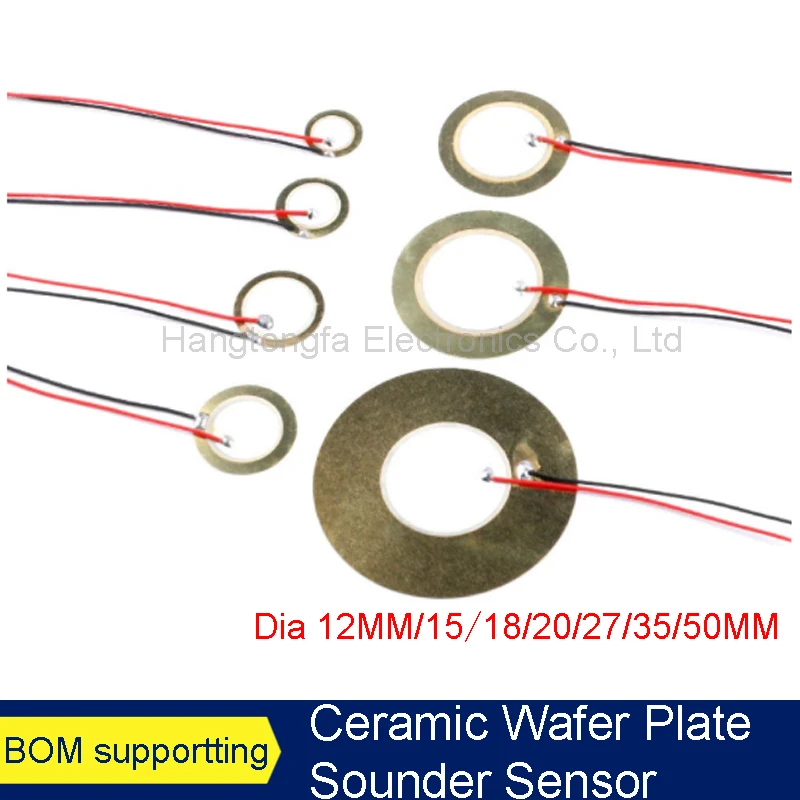 

10pcs Piezoelectric Piezo Ceramic Wafer Plate Sounder Sensor Dia 12MM/15MM/18MM/20MM/27MM/35MM/50MM For Buzzer Loudspeaker wire