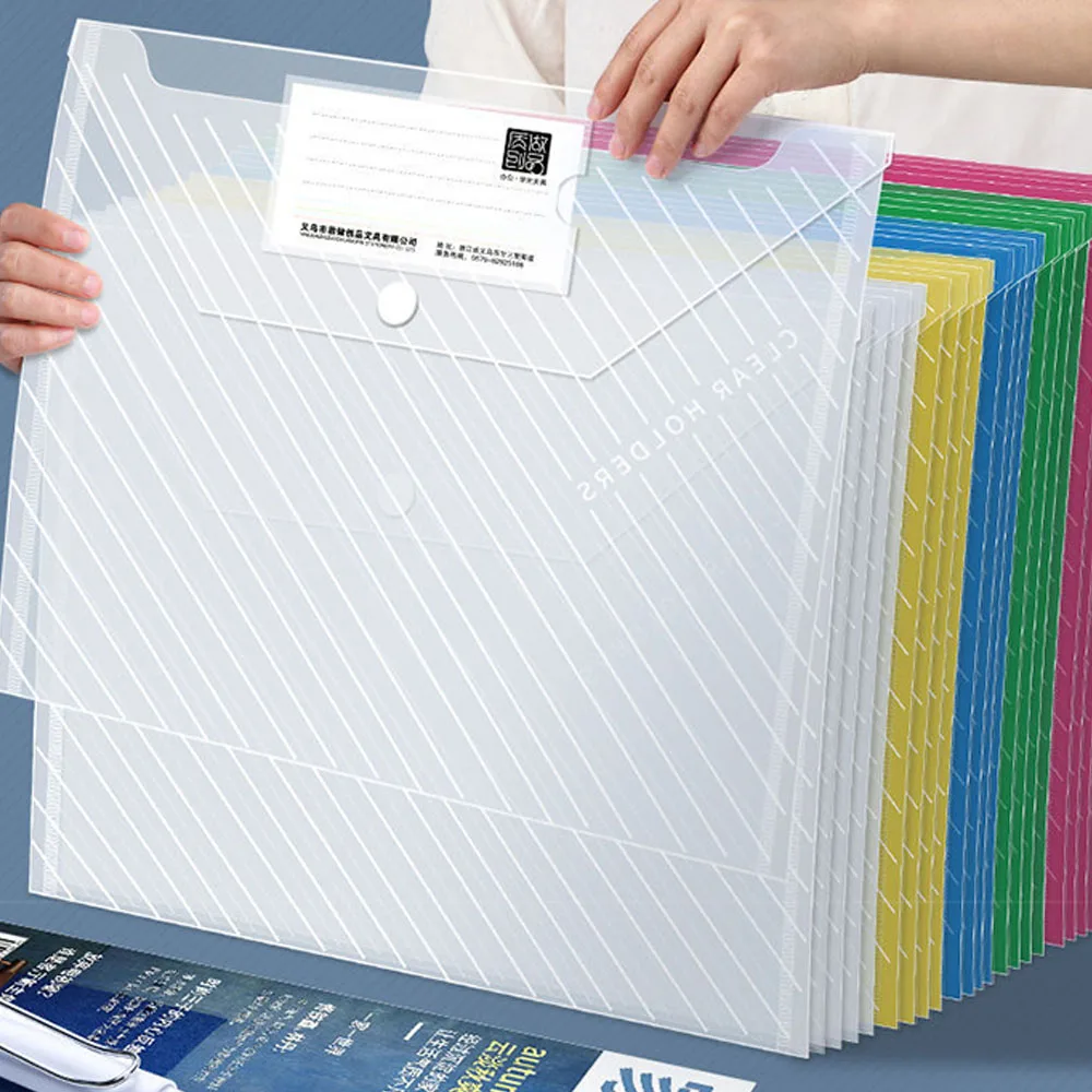 10pcs a4 transparent plastic file folders snap closure waterproof file